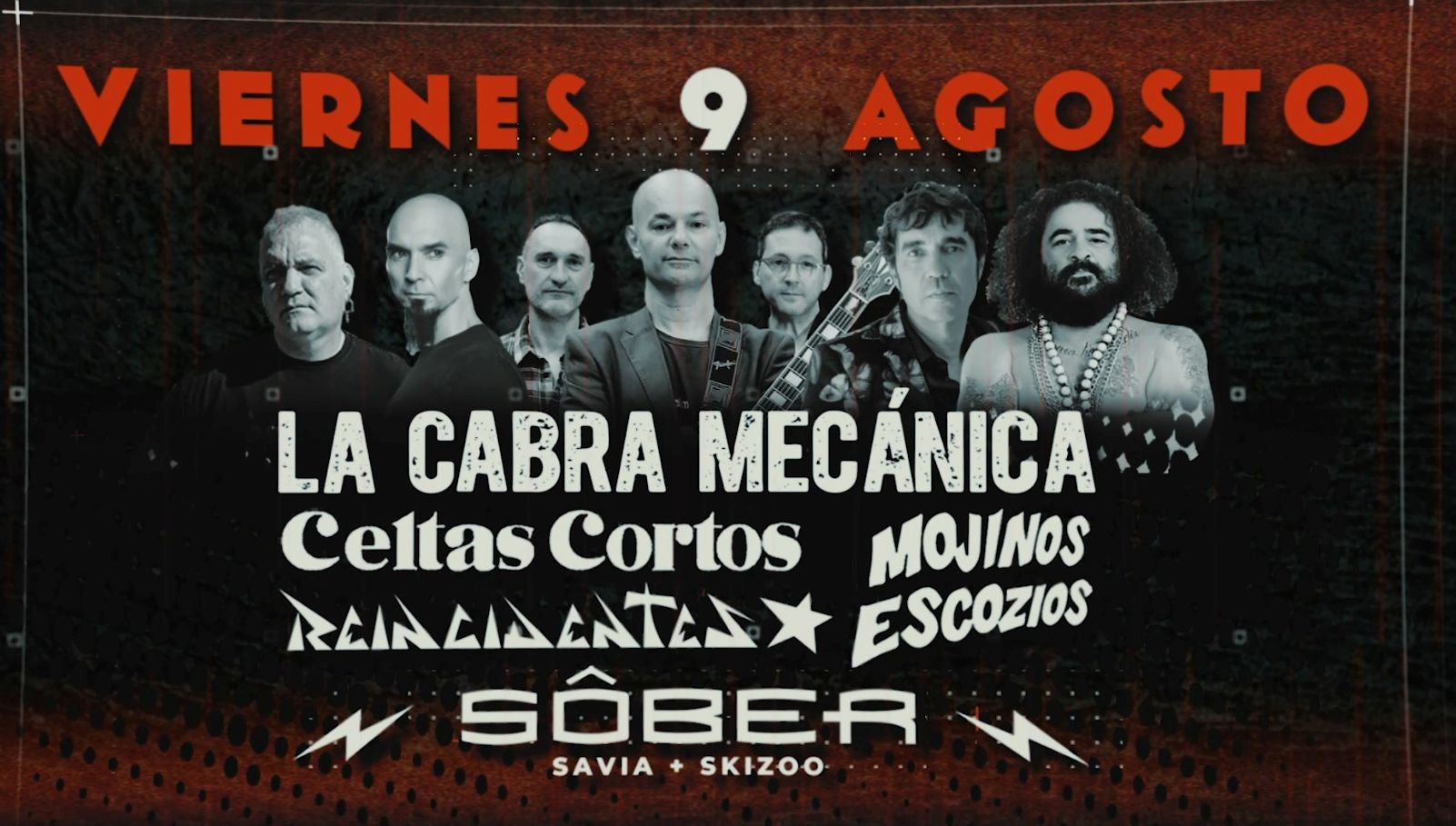 Cartel de las actuaciones del viernes 9 de agosto.