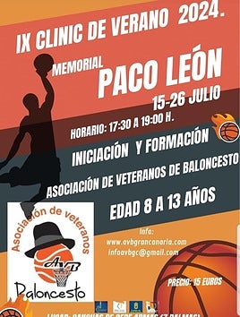 Cartel del clínic de verano 2024 en Siete Palmas