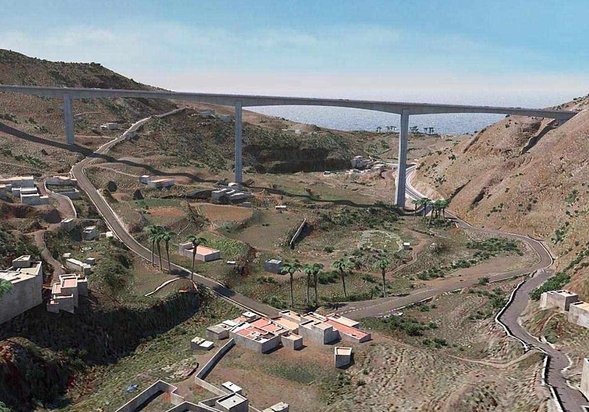 Recreación del futuro viaducto de El Risco, cuya construcción todavía no se ha iniciado.