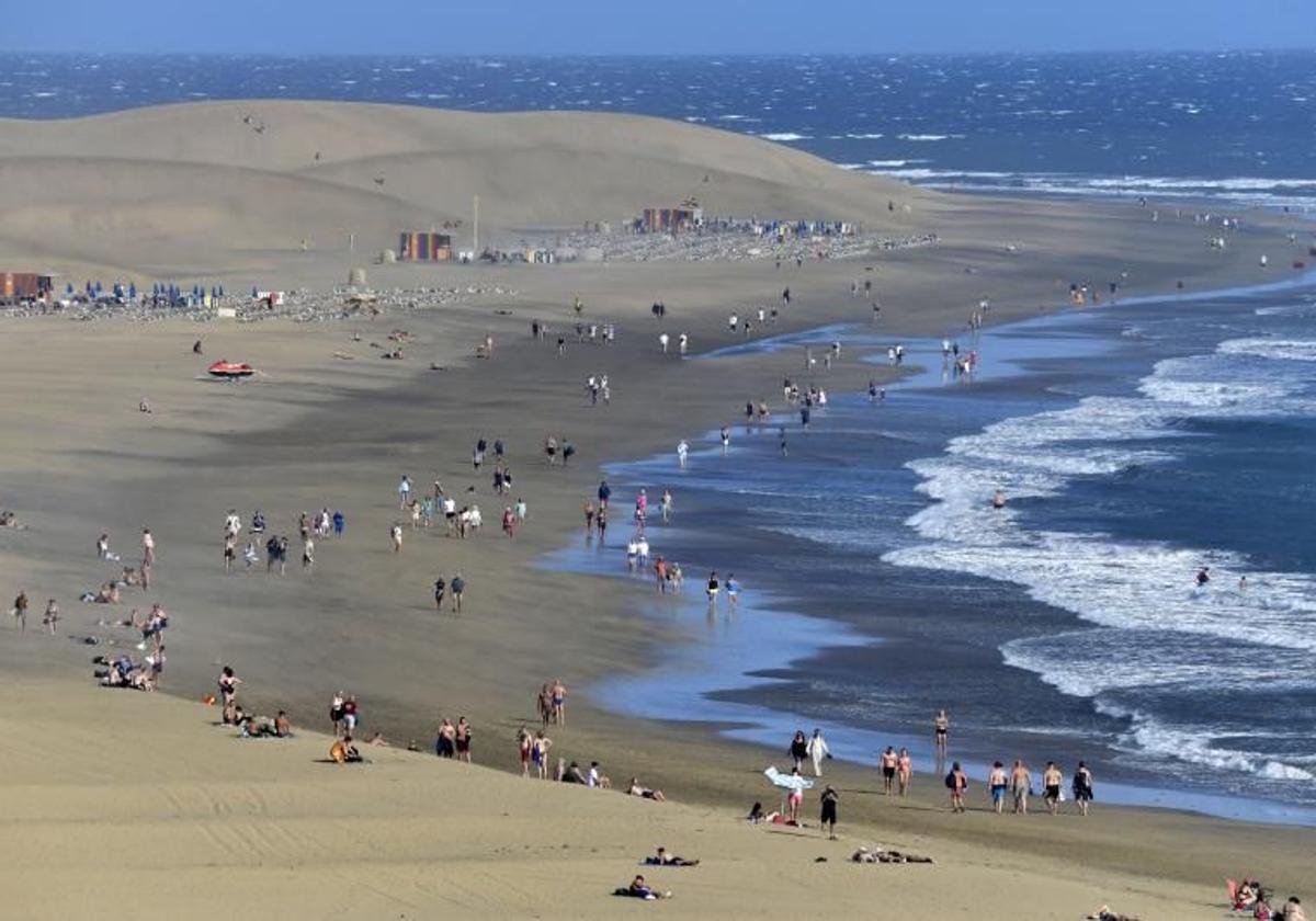 Vista general de la playa de Maspalomas.