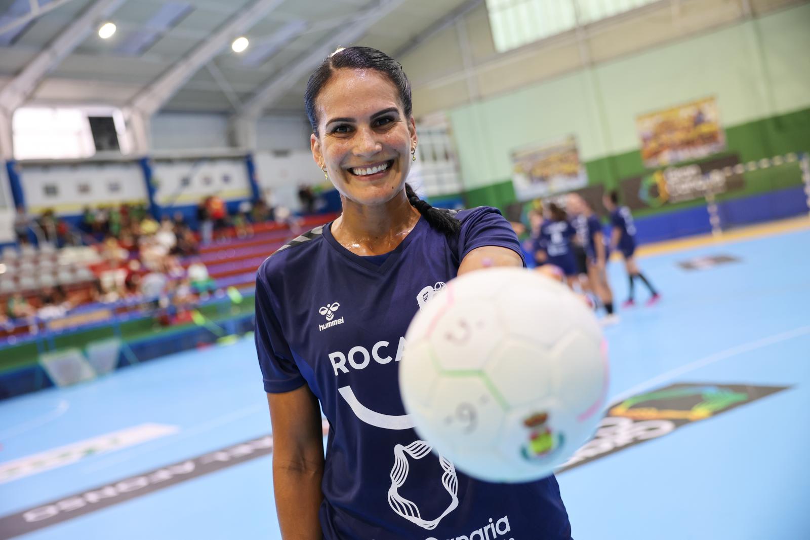 Almudena Rodríguez, en el entrenamiento que inaguró la pretemporada del Rocasa.