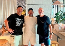 El Turu y el Kun Agüero junto a Miguel Ángel Ramírez en Miami.