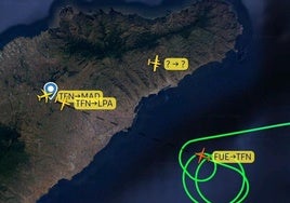 Tráfico aéreo orbitando en la zona este de Tenerife Norte.