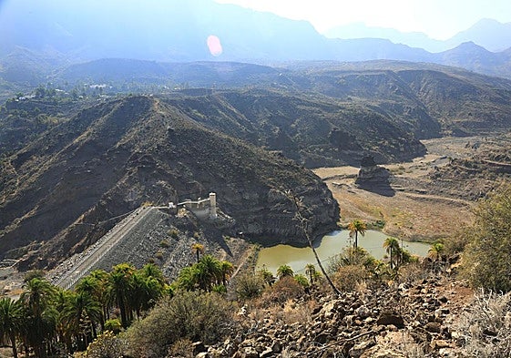 Imagen actual de la presa, en su mínimo histórico.