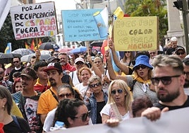 Momento de la protesta en Santa Cruz de Tenerife.