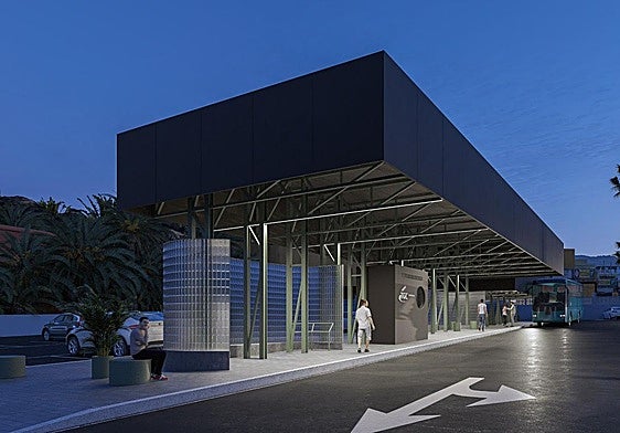 Infografía de cómo quedará la parada preferente de guaguas de San Mateo.