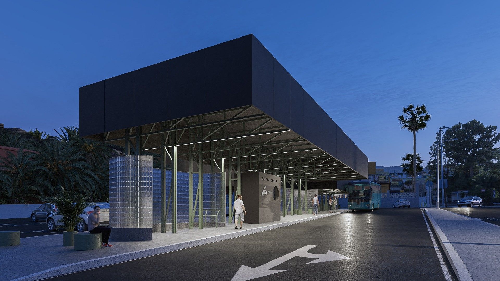 Infografía de cómo quedará la parada preferente de guaguas de San Mateo.