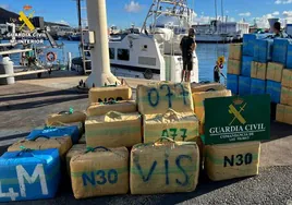 Imagen del alijo incautado por la Guardia Civil en Gran Canaria en corrdinación la DGST.