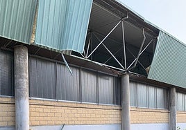 Imagen del derrumbe del pabellón.