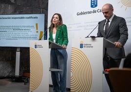 La consejera Jessica de León, y el portavoz, Alfonso Cabello, este jueves.