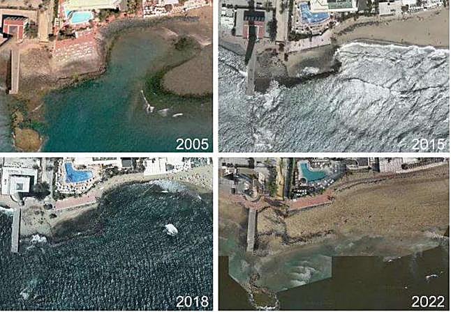 Evolución del tramo de costa afectado a lo largo de los años.