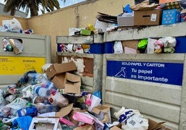 Estado que presentaban estos días los contenedores.