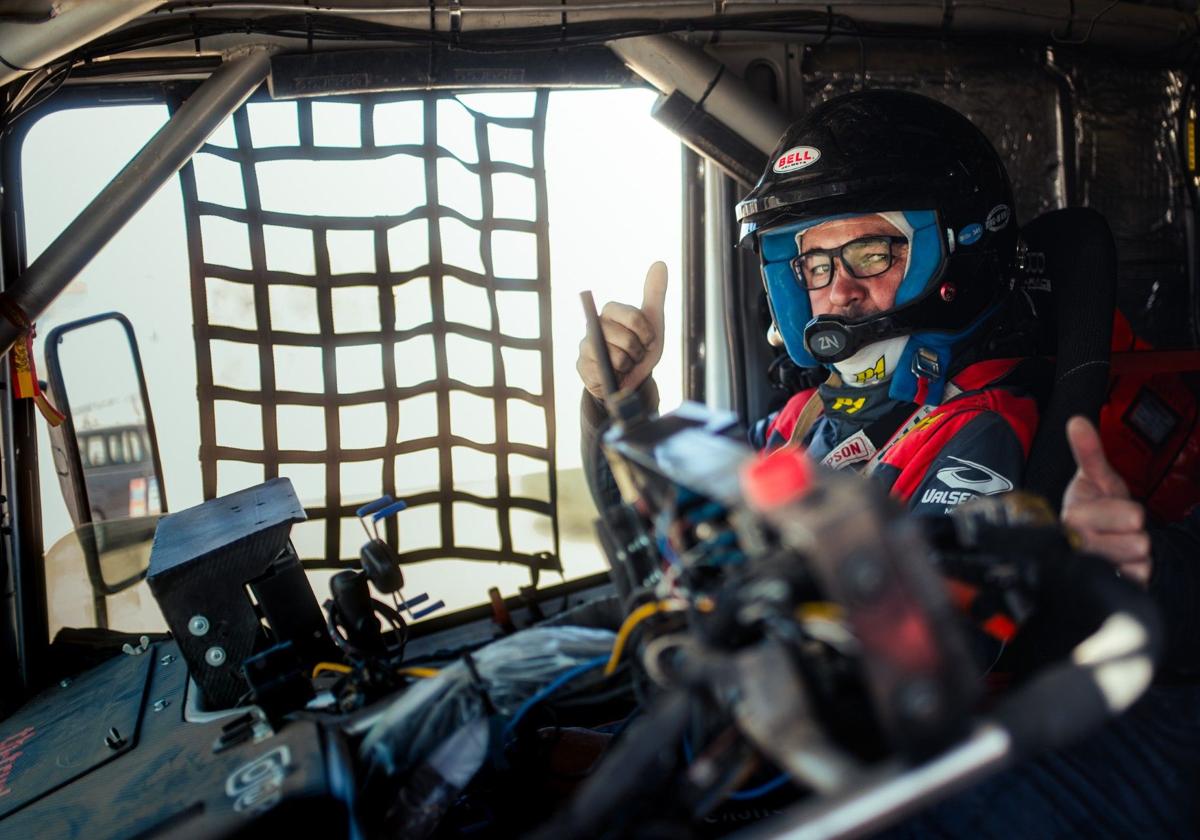 Pedro Peñate, durante su actual travesía del Dakar 2025.