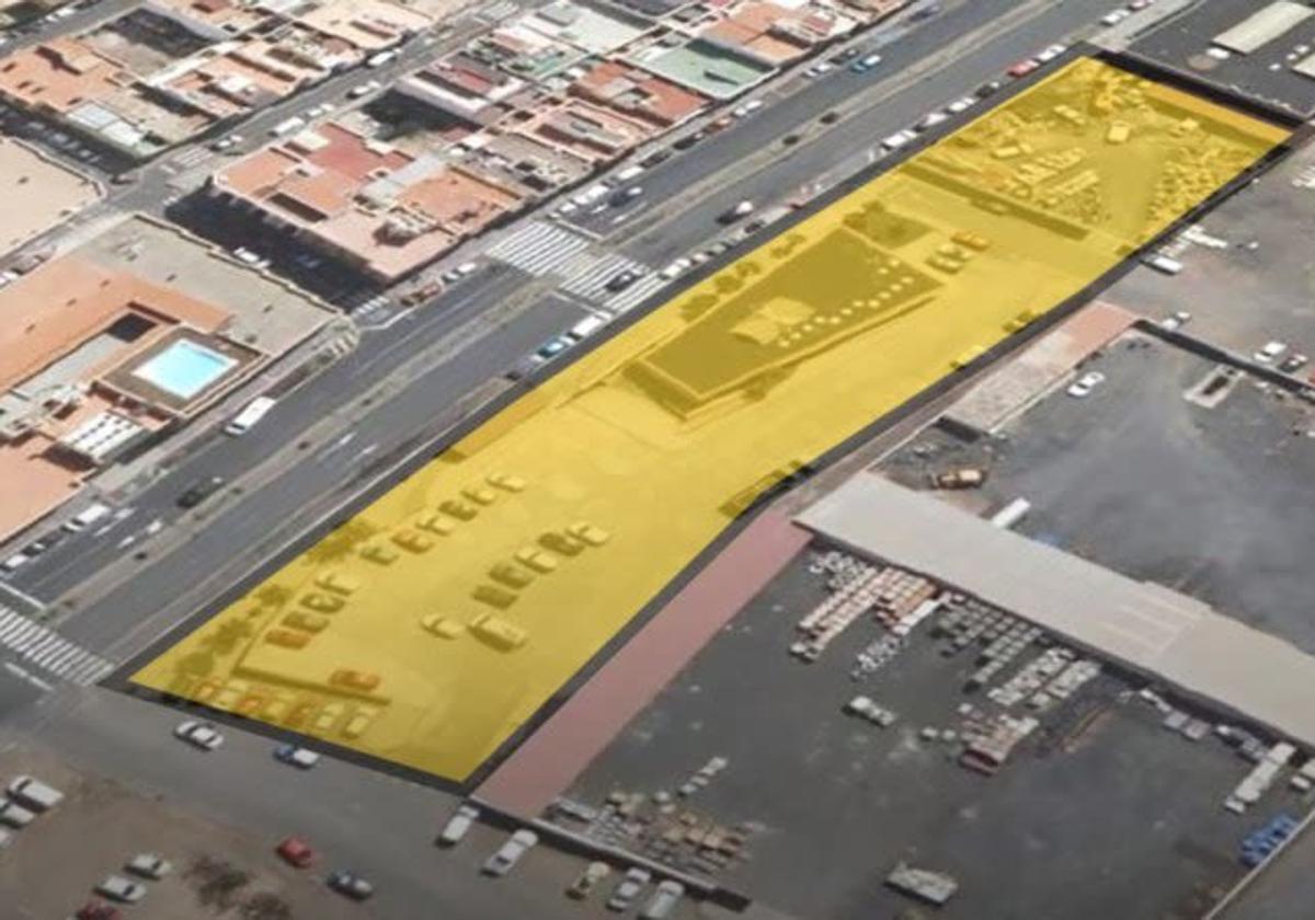 Solar donde se sitúa la estación de guaguas y el futuro parking.