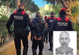 Imagen de un detenido y el operativo policial.