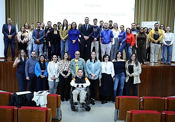 Protagonistas del acto de cierre, en el Cabildo de Lanzarote.