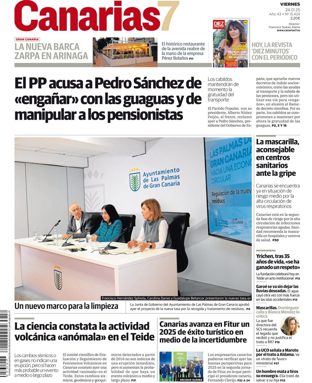 Vea la portada de CANARIAS7 de este viernes 24 de enero