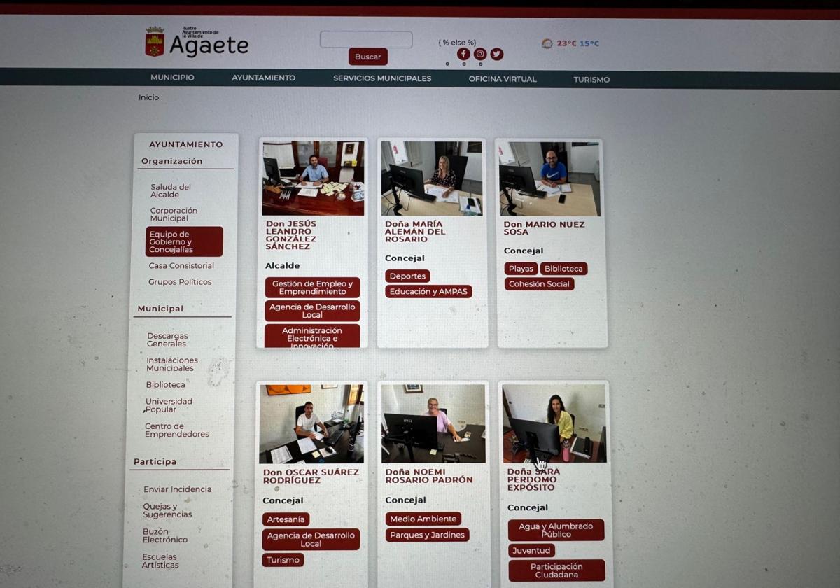 Equipo de Gobierno del Ayuntamiento de Agaete según informa la web municipal.