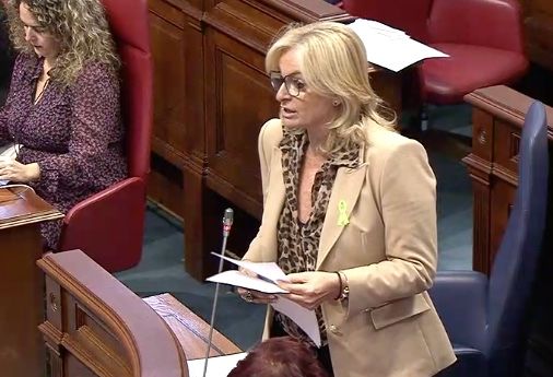 La consejera de Sanidad, Esther Monzón, en el Pleno de este martes.