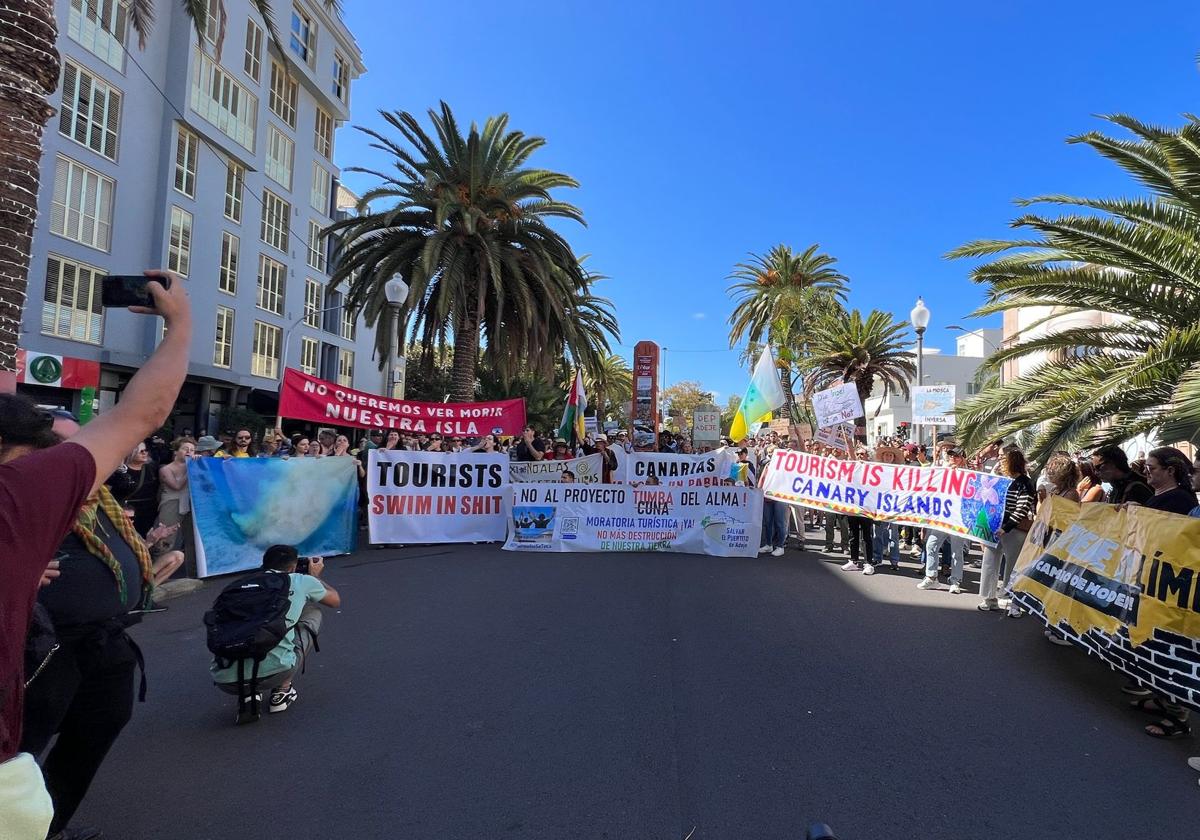 Manifestantes este domingo.