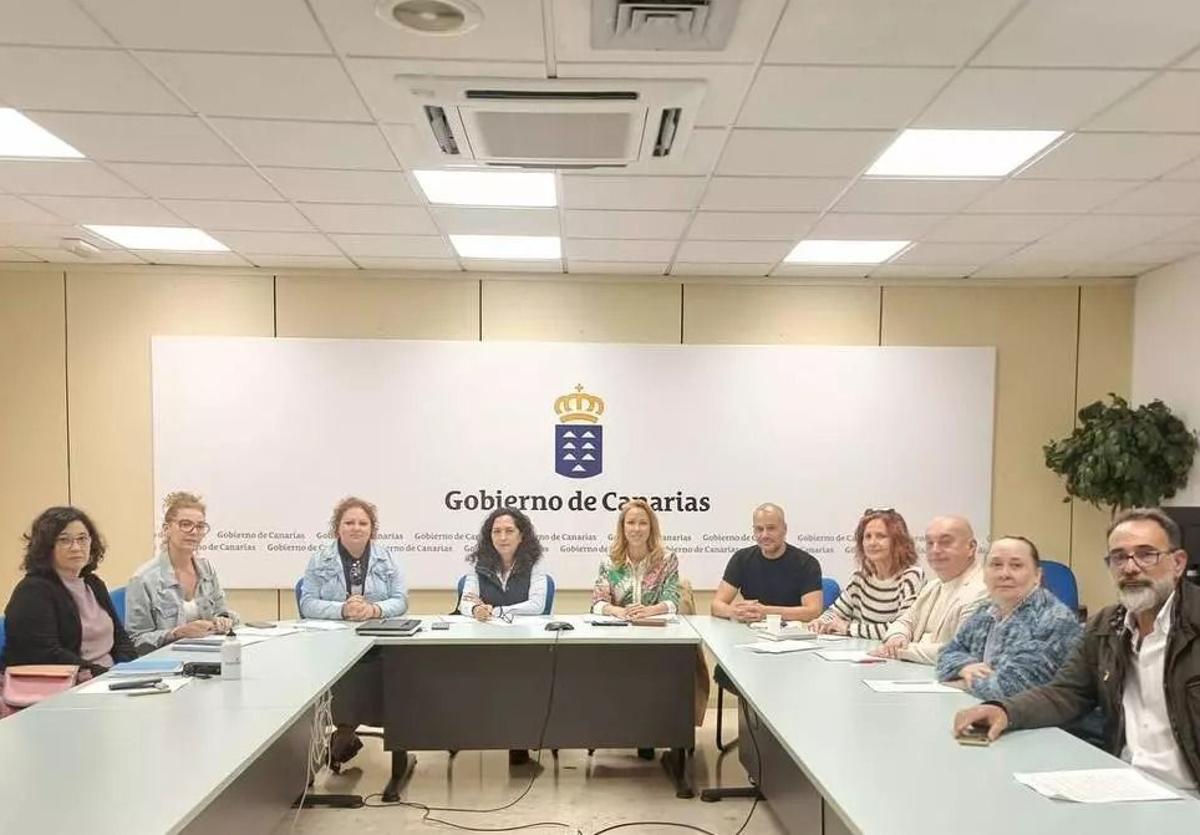 Representantes de los comités de empresa de la Consejería de Bienestar Social del Gobierno de Canarias.