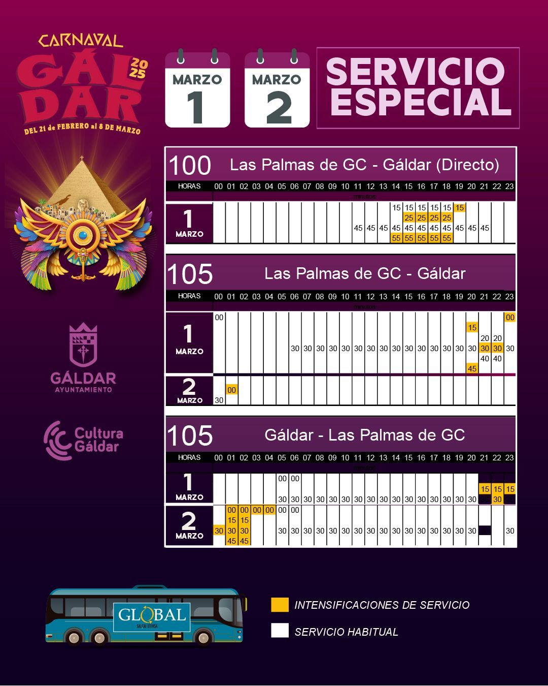 Horarios especiales para la cabalgata.