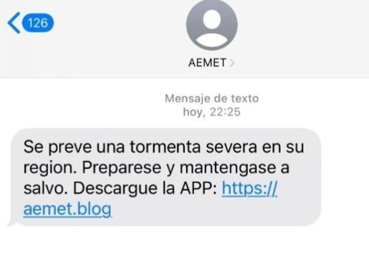 El SMS de la estafa.