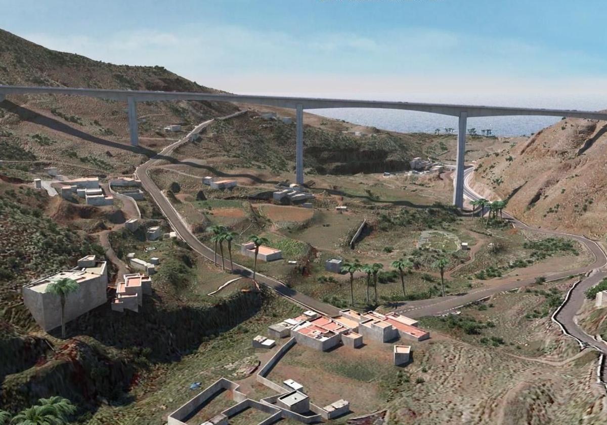 Infografía del futuro viaducto de El Risco.