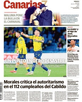 Vea la portada de CANARIAS7 de este sábado 15 de marzo