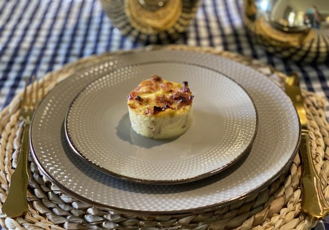 Flan de queso, puerro y bacon para cenar