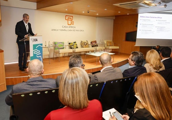El presidente del Gobierno, Fernando Clavijo, ayer en la presentación de la Estrategia Canarias-África.