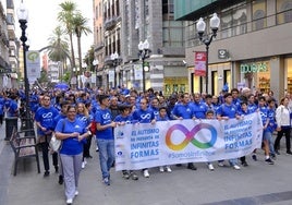 Momento de la marcha azul celebrada este viernes en la capital grancanaria.