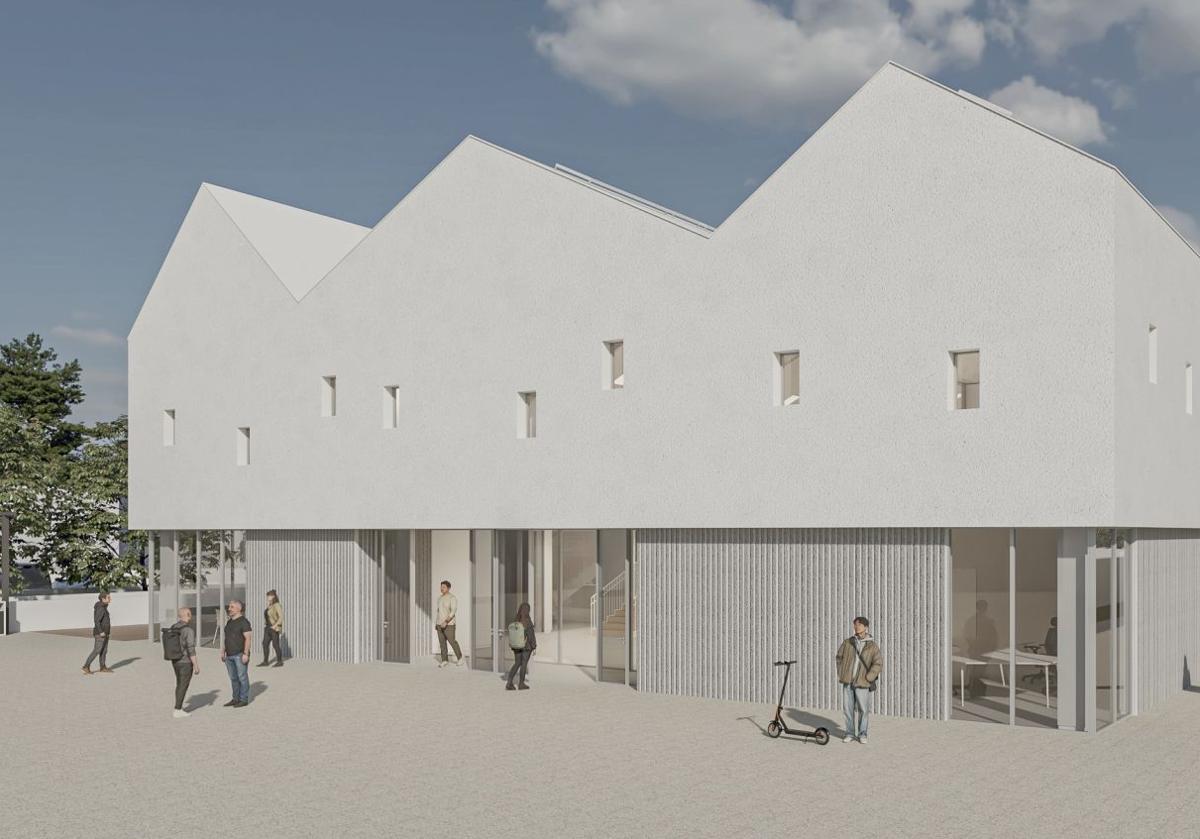 Imagen principal - El proyecto de la nueva biblioteca de Ingenio, inspirada en las naves de tomates