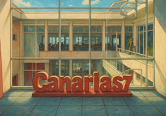 Entrada a la redacción de CANARIAS7, al estilo de Studio Ghibli.