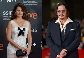 Penélope Cruz y Johnny Depp en la alfombra roja.