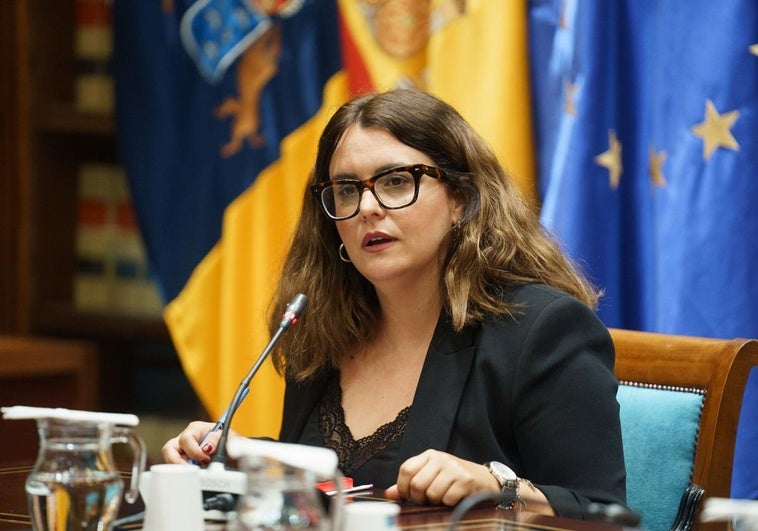 La secretaria de la asociación de personas con autismo, SentirTEA, Paula Corujo, comparece este viernes en comisión parlamentaria de Educación.