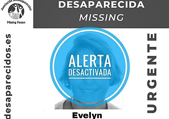 Cartel de la alerta desactivada de Evelyn.