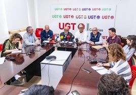 Rueda de prensa de la Mesa Sindical de Hostelería el pasado febrero.