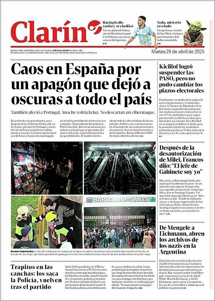 Las portadas de todo el mundo se hacen eco del apagón energético en la península