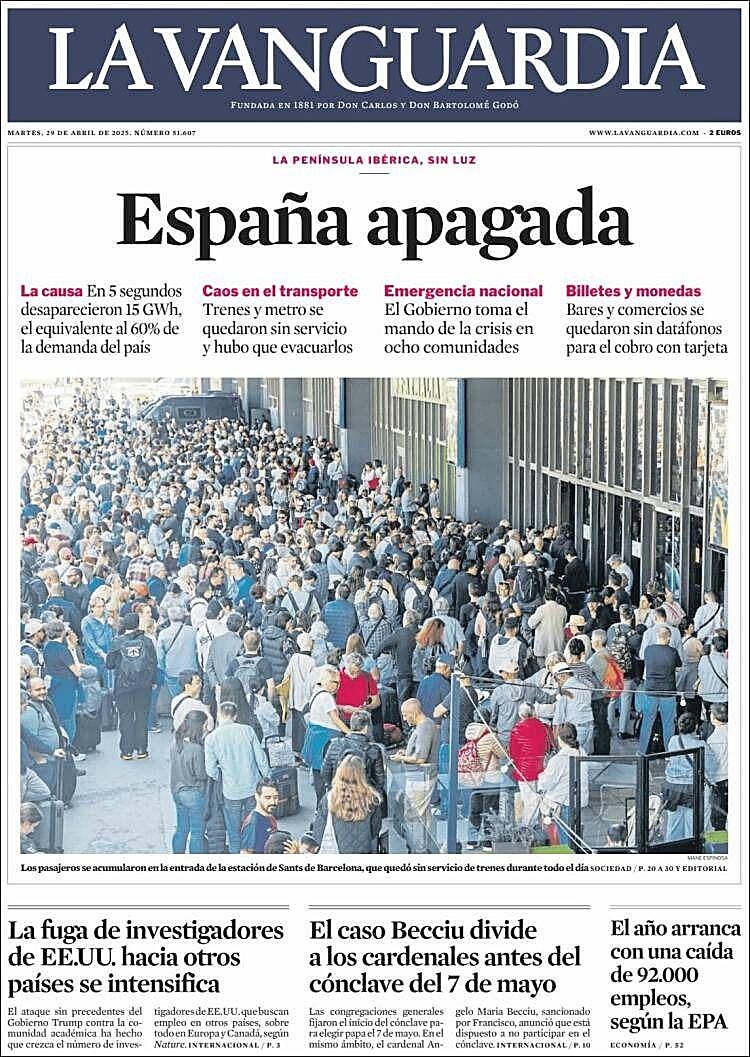Las portadas de todo el mundo se hacen eco del apagón energético en la península
