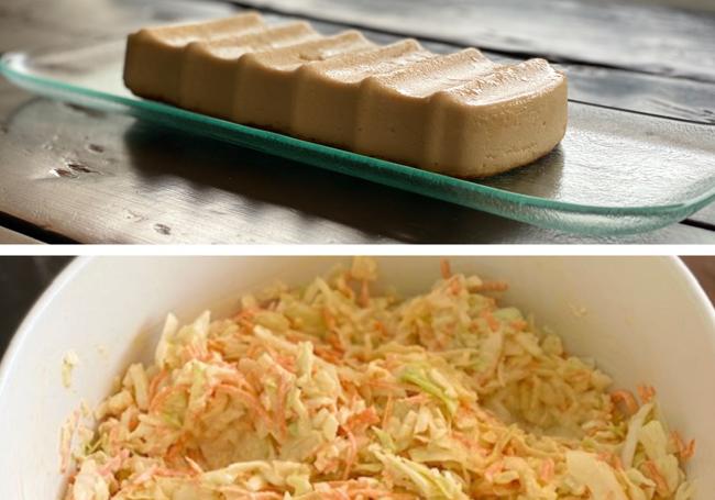 Pudin de atún y ensalada de col
