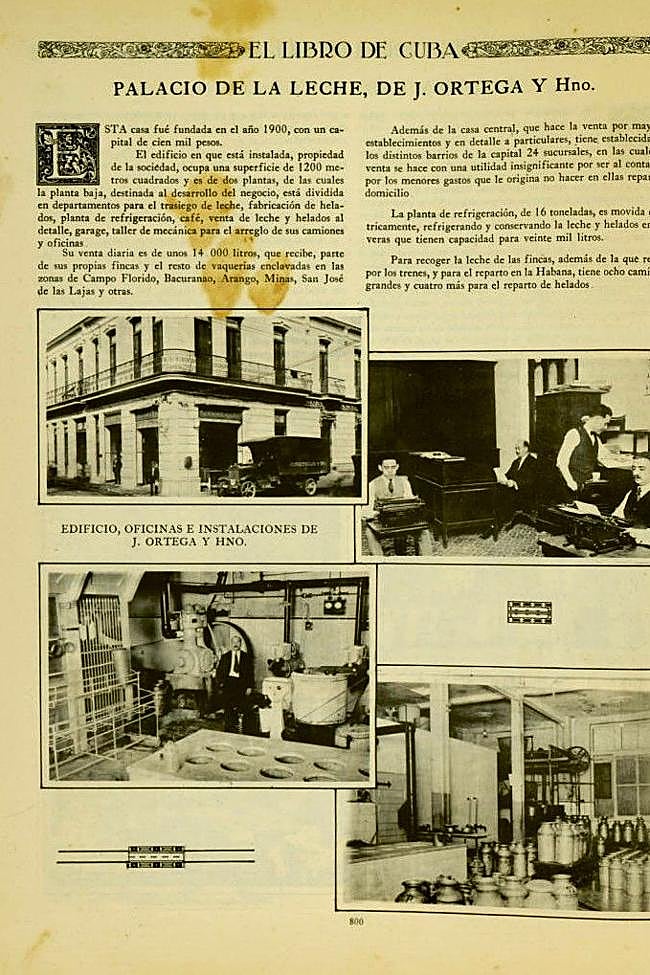 Página de 'El Libro de Cuba' dedicada al Palacio de La Leche (1925).