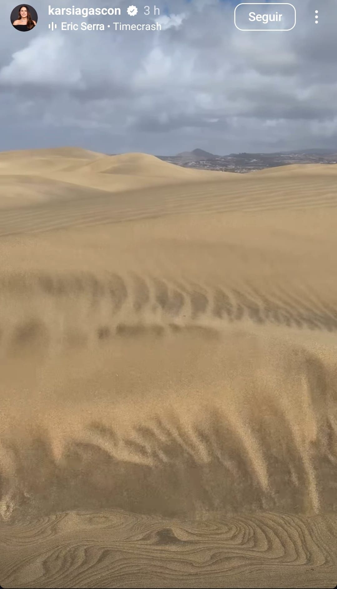 Fotograma de un vídeo compartido por la actriz de las Dunas de Maspalomas.