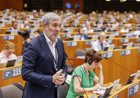 El presidente Fernando Clavijo, este miércoles durante el Comité de Regiones.