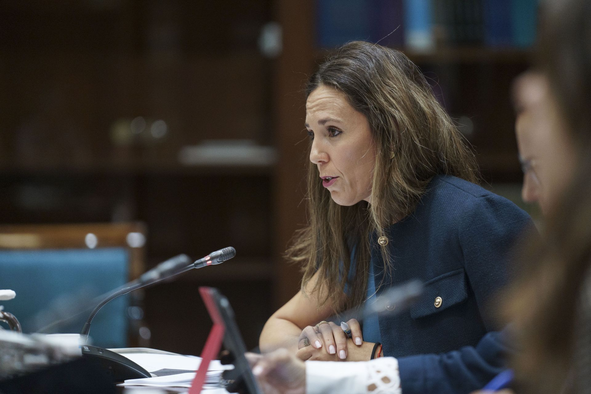 La consejera de Turismo y Empleo del Gobierno de Canarias, Jessica de León, en una comisión parlamentaria.