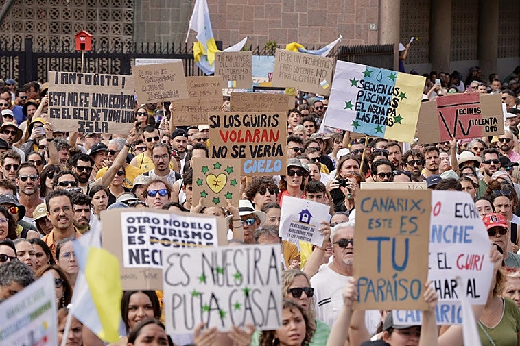 Imagen de archivo de la manifestación celebrada el 20 de abril de 2024 en Las Palmas de Gran Canaria.
