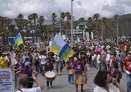 Imagen de la manifestación en la capital grancanaria.