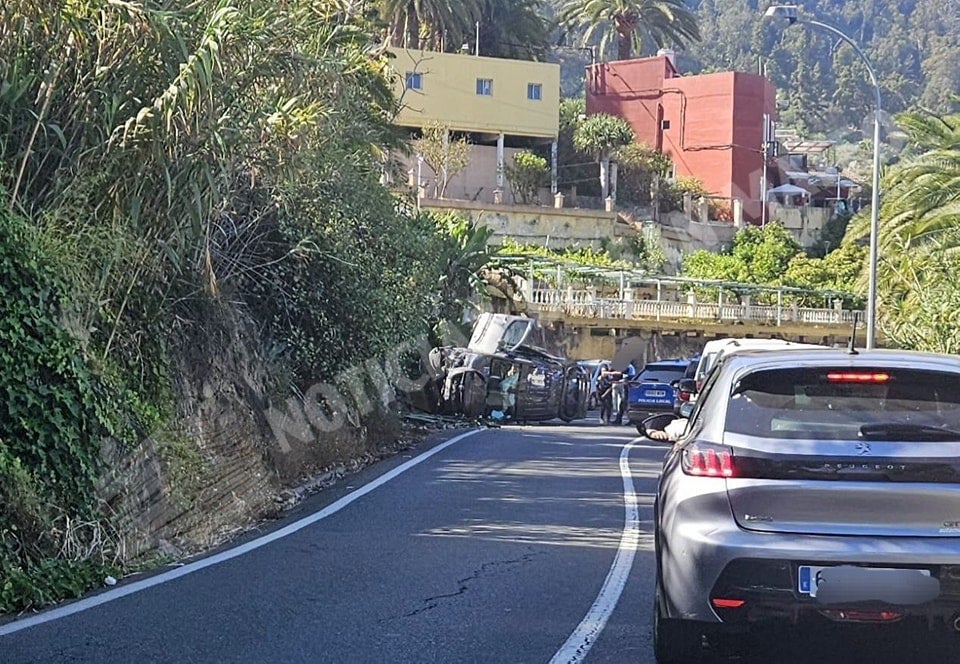 Imagen del vehículo accidentado en la GC-15.
