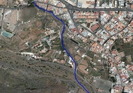 Última propuesta de trazado propuesta por el Ayuntamiento de Ingenio, a través del barranco.