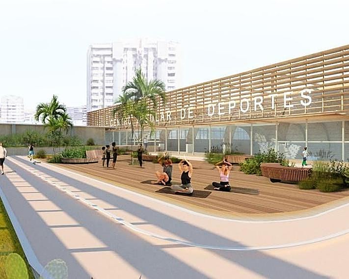 Imagen secundaria 2 - Infografías del futuro Centro Insular de Deportes -actualmente en proceso de demolición- que lucirá en la capital grancanaria. 